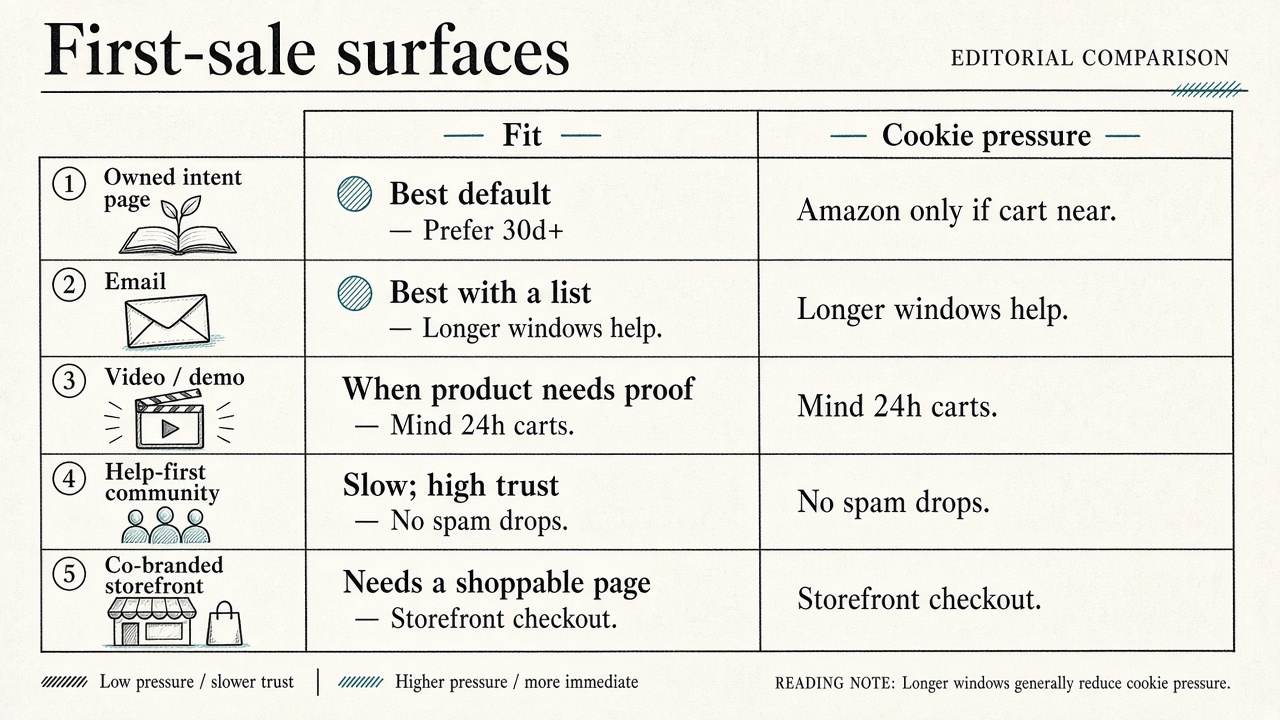 Comparison of five surfaces for a first-sale sprint with cookie pressure
