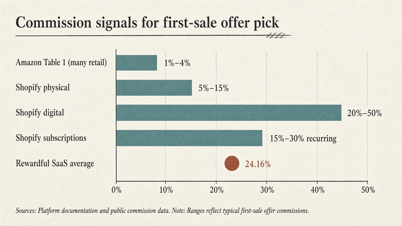 Bar chart of published commission signals for first-sale offer selection
